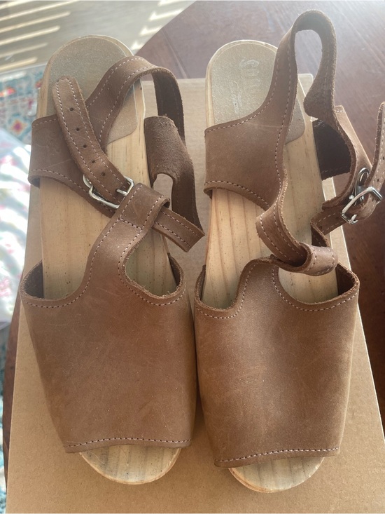 Sandgrens Shoes - Sandgrens Brown Tan Suede Slingback Clog Sandals Size 39